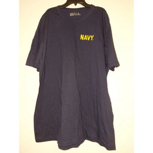 Mens 2XL USN United States Navy T-Shirt Blue Short Sleeve Crew Neck Military USA
